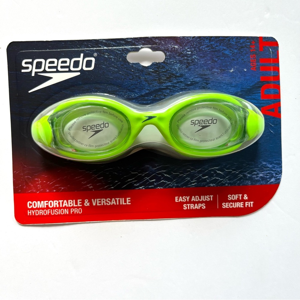 Speedo Adult Hydrofusion Pro Swimming Goggle Ages 14+ Green Soft Secure Fit Easy